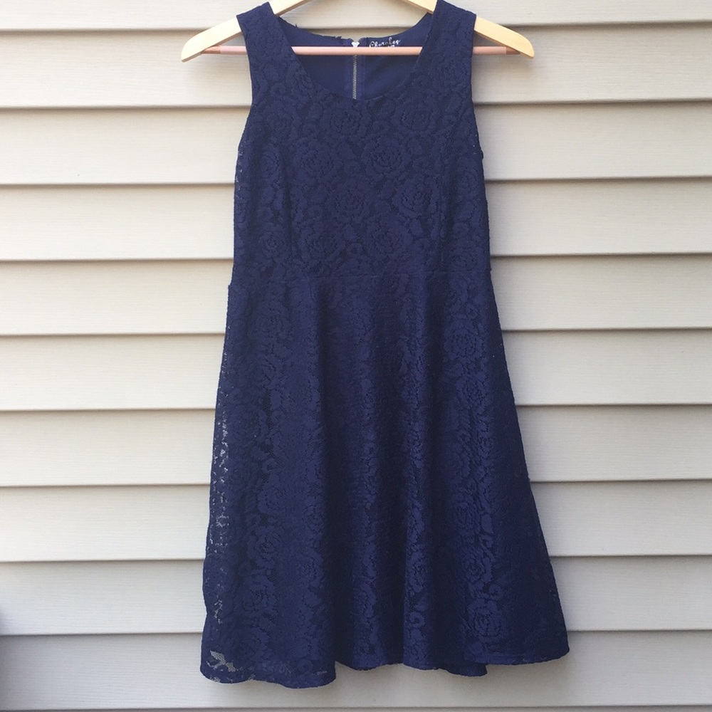 Navy blue lace overlay dress